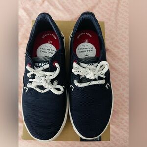 Sperry Blue and Gray Sneakers with Unique Laces and Comfortable Design